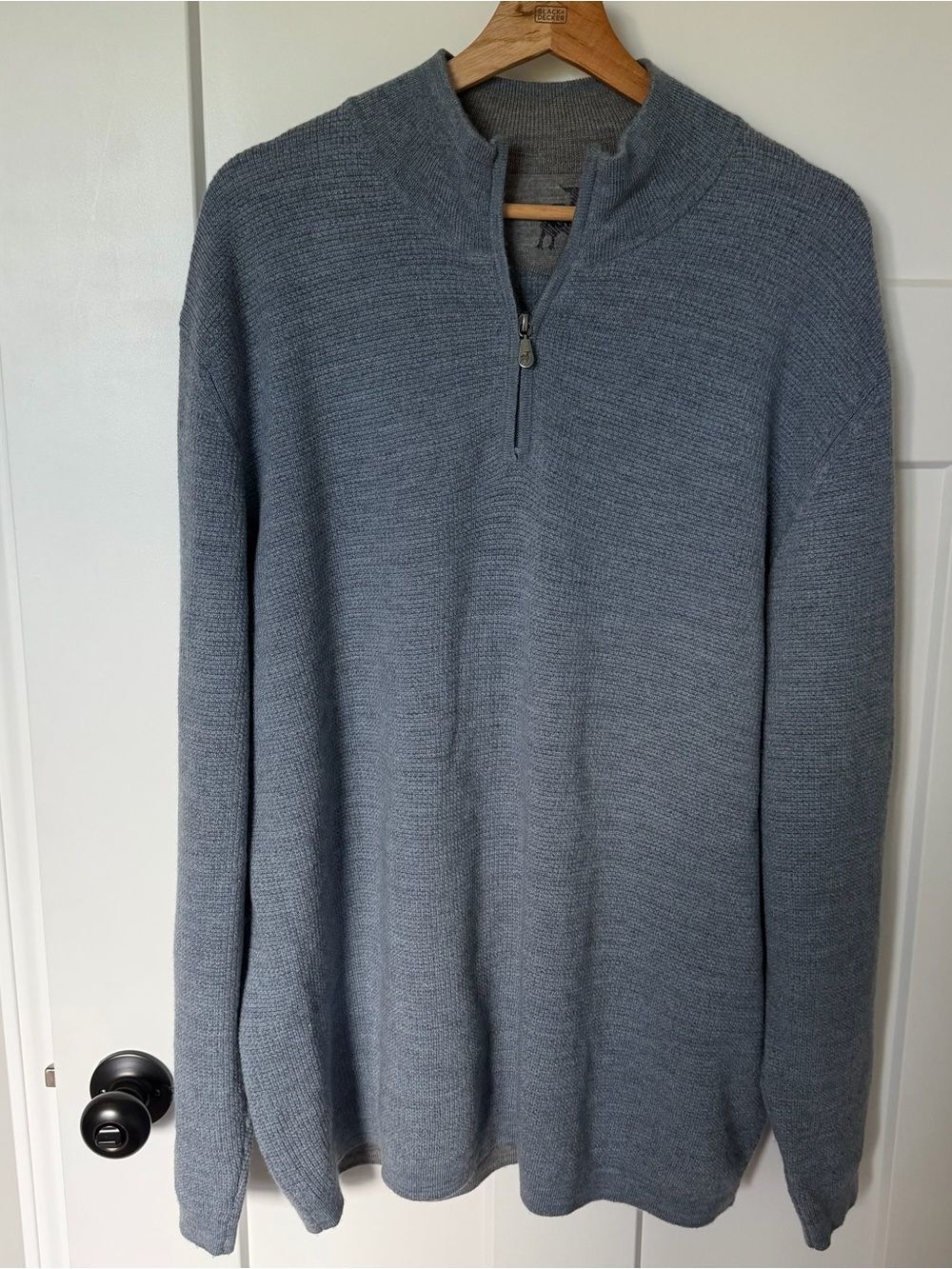 Raffi Men's Merino Wool quarter-Zip Knit Sweater XXL EUC Blue